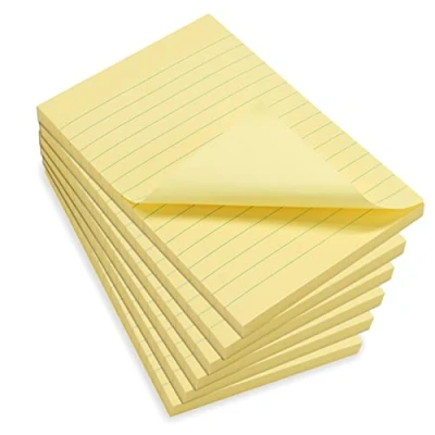 Afbeelding van WAYTEX 931680C6 600 zelfklevende notitieblaadjes A6 met lijnen, 6 blokken à 100 vellen, zelfklevend, herbruikbaar, groot, 9,8 x 15 cm, pastelgeel