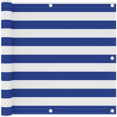 Afbeelding van Balkonscherm 90x500 cm oxford stof wit en blauw