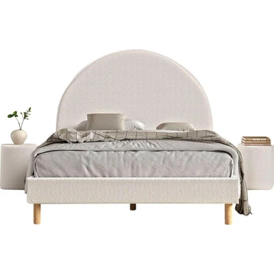 Afbeelding van Vipack Slaapkamerserie Gestoffeerd bed Moon Ligoppervlak 140 x 200 cm, incl. lattenbodem, bekleding van bouclé stof, optioneel 4 kleuren