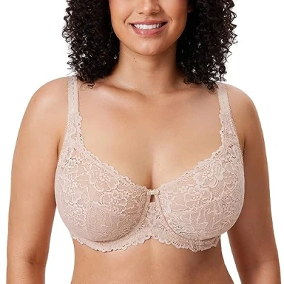 Afbeelding van DELIMIRA Minimizer BH Grote maten zonder padding Volledige cups met kant Beige 75F