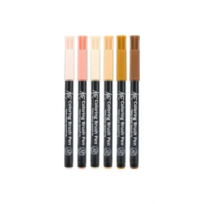 Afbeelding van Sakura Koi Coloring Brush Pen set Portrait 6 kleuren