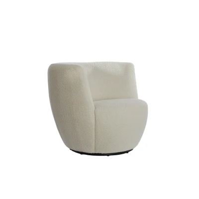 Afbeelding van Light &amp; Living Senja draai fauteuil bouclé wit/zwart Boucle