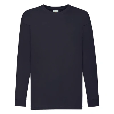 Afbeelding van Fruit of the Loom Kids Value Weight Longsleeve 5 stuks T shirt Donker Blauw (Maat 152)