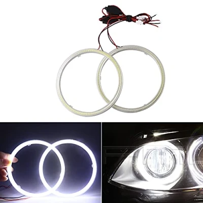 Afbeelding van Qasim 1 paar Wit 120 MM 93SMD COB Led Halo Ring Angel Eyes koplamp Waarschuwingslampje met lampenkap Cover 12V 24V