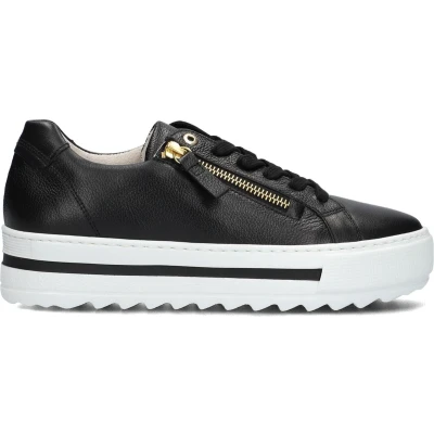 Afbeelding van Gabor 498 Sneakers Leer Dames Zwart Maat 38