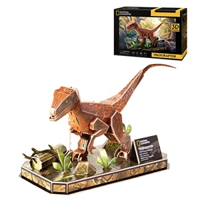 Afbeelding van National Geographic 3D puzzel, Velociraptor, dinosaurus kinderen 8 jaar, dinosauruspellen, dinosaurusspellen, dinosaurusspellen