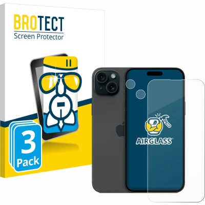 Afbeelding van BROTECT Glas Screen Protector voor Apple iPhone 15 Plus (Voor+Camera) (3 Stuks) Schermbeschermer [9H Hardheid, Beschermglas Folie niet Gehard Glas]