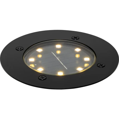 Afbeelding van QAZQA terry Moderne LED Grondspot met Solar Zonne energie 1 lichts Ø 12 cm Zwart Buitenverlichting