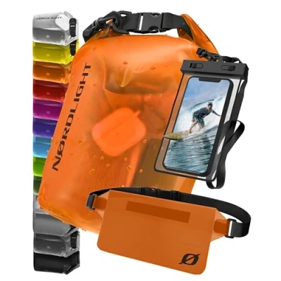 Afbeelding van Nordlight Waterdichte Dry Bag met telefoonzak en heuptas (5L, Oranje) droge zak rolsluiting Zwemmen, varen, strand, staand peddelen