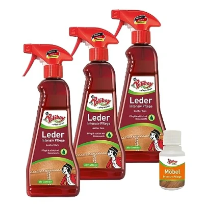Afbeelding van Poliboy Leder Intensieve verzorging kleurloze leerverzorgingscrème voor glad leer 3 x 375 ml Met productmonster Made in Germany