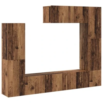 Afbeelding van vidaXL 7 delige tv meubelset, muurkast, oud hout, engineered wood