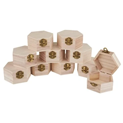 Afbeelding van VBS XXL houten kistje Hexagon 10 stuks x 5 cm met deksel
