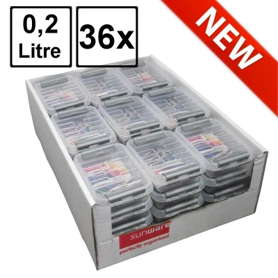 Afbeelding van SUNWARE Q Line Box Display Pack 0,2 Liter 118 x 77 30mm transparant/grijs 36 stuks