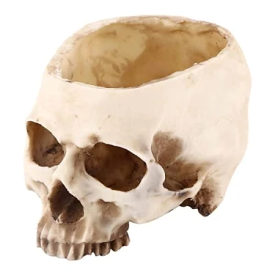Afbeelding van Skull Plant Pot, 1pc Hars Big Size Head Design Bloempot Planter Container Decoratie voor Ornament, Container, Halloween Party