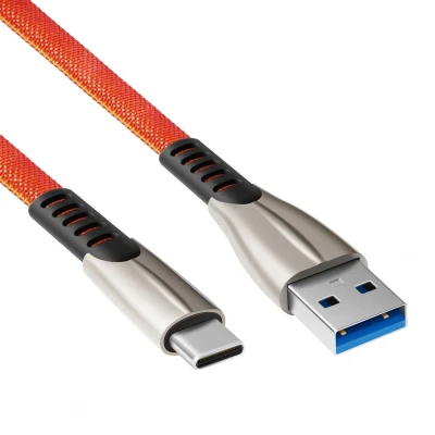 Afbeelding van USB C kabel 5A A naar Fast Charging Nylon mantel Rood 2 meter Allteq