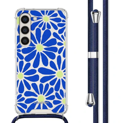 Afbeelding van Samsung Galaxy S23 Plus Hoesje Kunststof iMoshion Softcase/Koordhoesje/Backcover Cobalt Blue Flowers Connect Telefoonhoesje