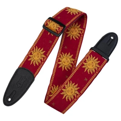 Afbeelding van Levys Leathers MPJG SUN RED geweven gitaarband met print rood zon