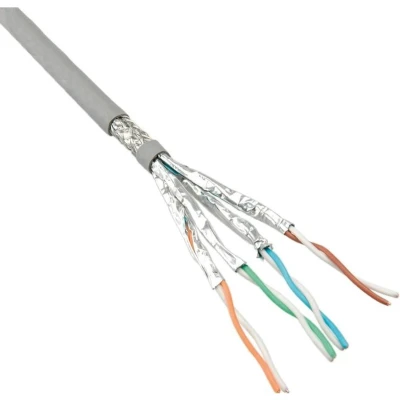 Afbeelding van S/FTP CAT6 Gigabit netwerkkabel met vaste aders AWG24 LSZH / grijs 25 meter