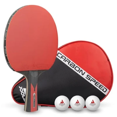 Afbeelding van JOOLA 54193 Carbon tafeltennisbatje ITTF goedgekeurd professioneel voor gevorderde spelers Carbowood technologie, snelheid, 5 delig,Rood
