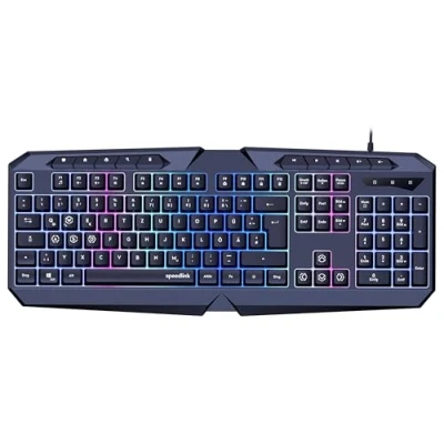 Afbeelding van Speedlink LUDICIUM RGB Rainbow gaming Keyboard toetsenbord met kabel, Duitse lay out QWERTY, Windows Key Lock, WASD schakelaar, 10 multimediatoetsen, bedraad, zwart
