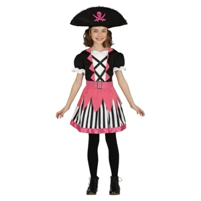 Afbeelding van Guirca Piraat &amp; Viking Kostuum Beruchte Rozalina Van De Zoete Wateren Meisje Roze, Zwart 7 9 jaar Carnavalskleding Verkleedkleding