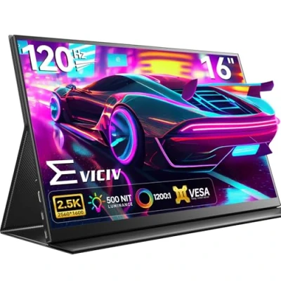 Afbeelding van Draagbare Monitor 2.5K 120Hz EVICIV 16 Inch USB C Display me 2560 * 1600 Pixel 400 Nits Hoge Helderheid 1200:1 IPS Scherm Mini HDMI/Type voor Laptop/PC/PS4/PS5/Phone/Switch
