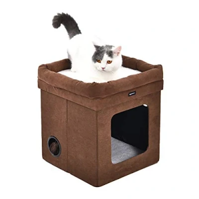 Afbeelding van Amazon Basics Kattenhuis, opvouwbaar, 38 x 43 cm, bruin