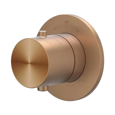Afbeelding van IVY Concord afbouwdeel inbouwthermostaat symmetry RVS 316 Geborsteld Mat Koper PVD