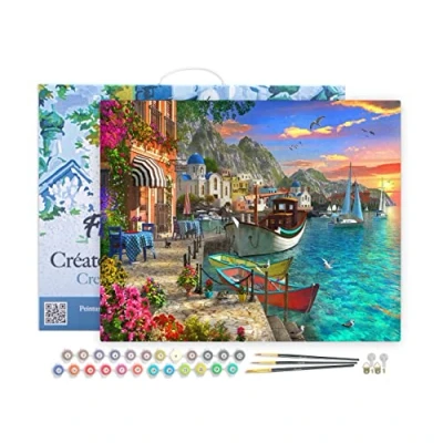 Afbeelding van Figured&#039;Art Schilderen op Nummer Volwassenen met lijst Bloemrijke haven Handwerk acrylverf Kit DIY Compleet 40x50cm Canvas al ingelijst