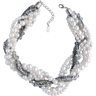 Afbeelding van Behave Korte ketting met parels dames en facet geslepen kralen