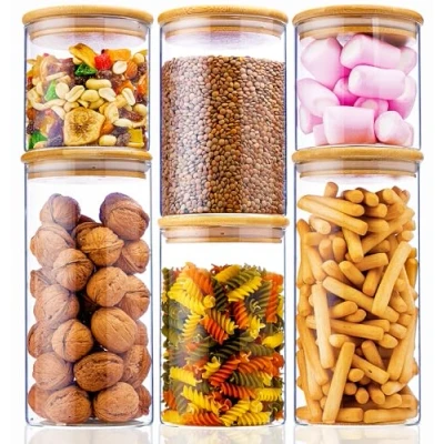 Afbeelding van Deco Haus® Voorraadpotten met Deksel Luchtdicht + Etiketten [6 Delig COMBI SET] Voor Muesli, Cornflakes, Spaghetti &amp; co. Glazen Voorraaddozen Keuken Opbergbox Bewaargla…
