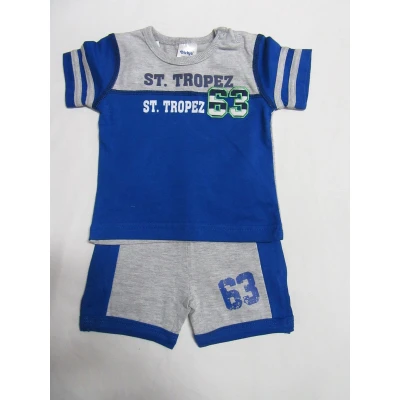 Afbeelding van dirkje , kledingset tshirt + short st tropez blauw 3 maand 62