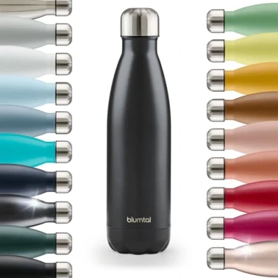 Afbeelding van Blumtal Thermosfles Met dubbele wand Thermosbeker Koffie, Thee en Koele dranken Travel Mug 350ml Black Metallic