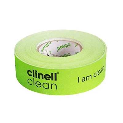 Afbeelding van Clinell Indicator Tape Sanitatieprocedure 100 m Rol Wordt geleverd met Pen, geen Sticky Residu Groen I Am Clean