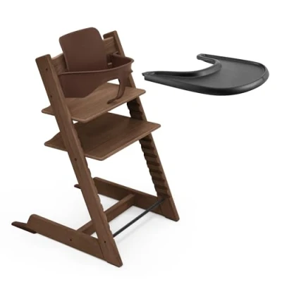 Afbeelding van Stokke Tripp Trapp Eiken kinderstoel (Warm Brown) + dienblad (zwart) Incl. stoel, babyset 2 voor kinderen van 6 36 maanden &amp; Verstelbaar en gemakkelijk schoon