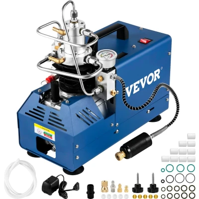 Afbeelding van VEVOR Elektrische Luchtcompressorpomp 1800 W Hogedrukluchtpomp 4500 PSI Handmatige Stop Luchtcompressor met Waterkoeling Warmteafvoer en LED temperatuurweergave voor Duikfles, Paintballtank