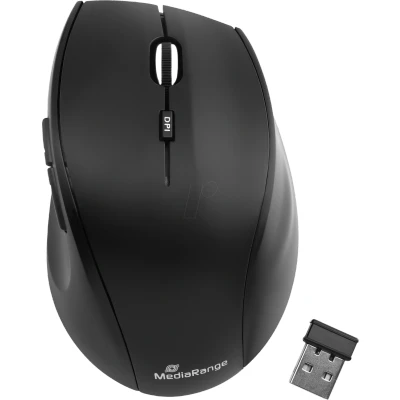Afbeelding van MediaRange draadloze optische 5 button muis mat zwart