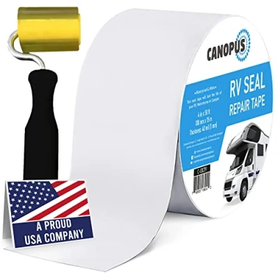 Afbeelding van CANOPUS Butylband met rol, voor camper, caravan, wit, 10 cm x 15 m