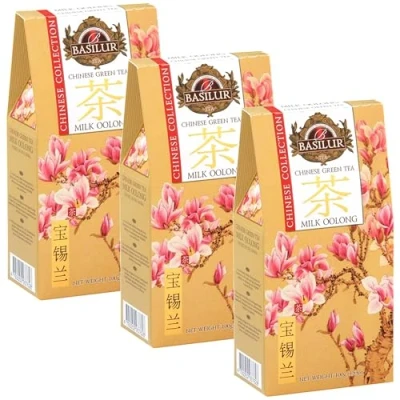 Afbeelding van BASILUR Chinese Oolong Tea Groene Losse Thee met een Hint van Melk, Delicate Romige Smaak 100g (x3)