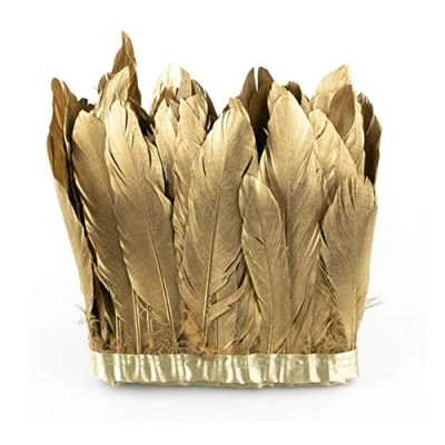 Afbeelding van Sowder Eend Ganzenveren Trim Franje 2 Yards (Goud)