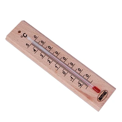 Afbeelding van Amig Thermometer binnen/buiten hout bruin 14 x 3 cm Buitenthermometers