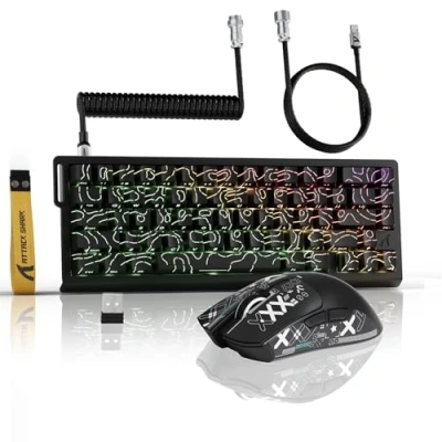 Afbeelding van ATTACK SHARK 3 in 1 draadloos X68PROHE toetsenbord en X11 gamingmuis, BT/2.4G/bedraad, 8000Hz snelle trigger magnetische schakelaar, PixArt PAW3311, 22000DPI, opgerolde C01PRO kabel, for PC/Mac Zwart