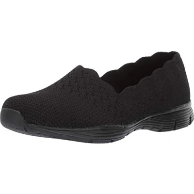 Afbeelding van Skechers Seager Stat Slip On Sneakers voor dames, Zwart Plat Gebreid Bbk, 40 EU