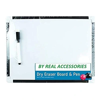Afbeelding van Mini Whiteboard GENERISE Droog Veeg Magnetisch A4 Klein met Marker Pen, Gum &amp; x2 Magneten (30cm x 22cm) Draagbaar Memobord voor Keuken Muur, Kinderen etc