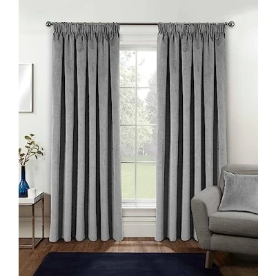 Afbeelding van Enhanced Living Fluwelen grijze thermische 100% verduisterende gordijnen met tape top 229 x 183 cm superzachte energiebesparende en ruisonderdrukkende voor woonkamer slaapkamer.