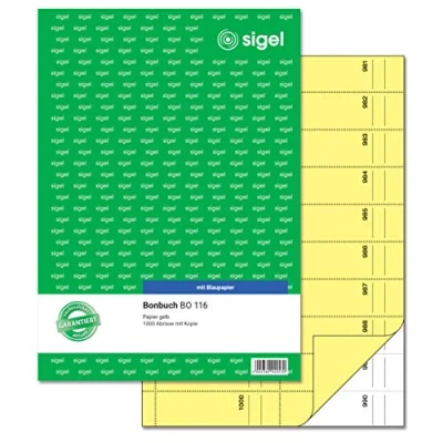 Afbeelding van SIGEL BO116 Bonbuch, 1000 afscheuringen geel, A4, 2x50 vellen