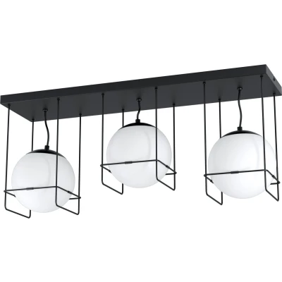 Afbeelding van Leen Bakker EGLO Plafondlamp Versuola Zwart/wit Plafondlampen Zwart Glas