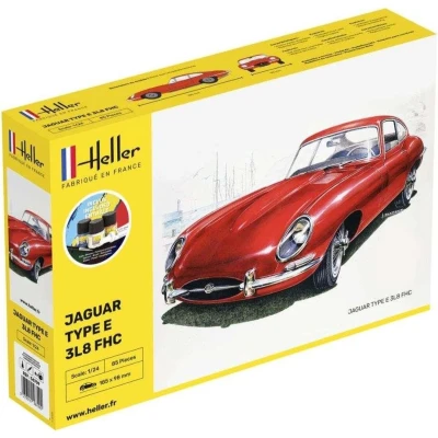 Afbeelding van 1:24 Heller 56709 Jaguar Type E 3L8 FHC Starter Kit Plastic Modelbouwpakket