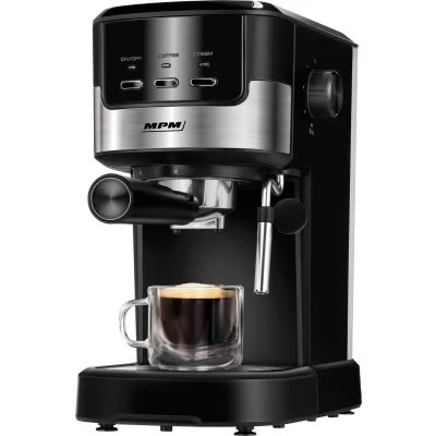 Afbeelding van MPM Koffiemachine Koffieapparaat Espressomachine 15 Bar met Aluminium Boiler en Stoompijpje
