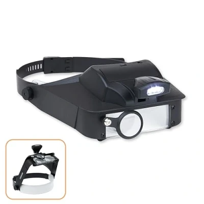 Afbeelding van Carson LumiVisor Head Magnifier Zwart Hoofd Vizier met LED Verlichte Vergrootglas (2x/3x/5x/6x) (LV 10)